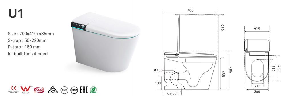 BathTec U1 –  Personalised Smart Toilet with Dual-User Memory & Auto Functions