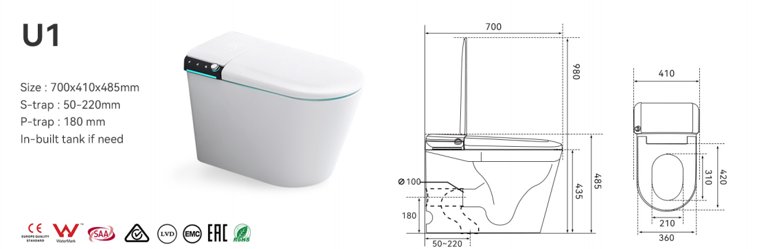 BathTec U1 –  Personalised Smart Toilet with Dual-User Memory & Auto Functions