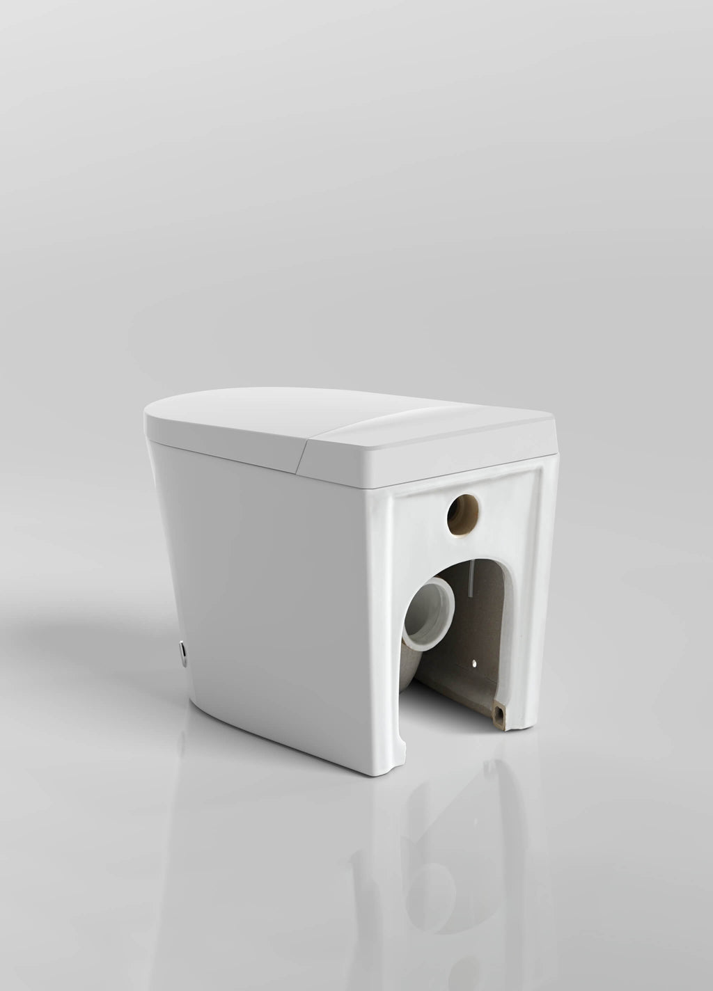 Smart toilet with minimalist in-wall tank design